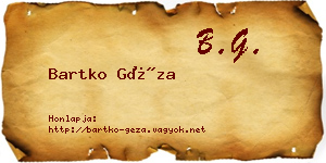 Bartko Géza névjegykártya